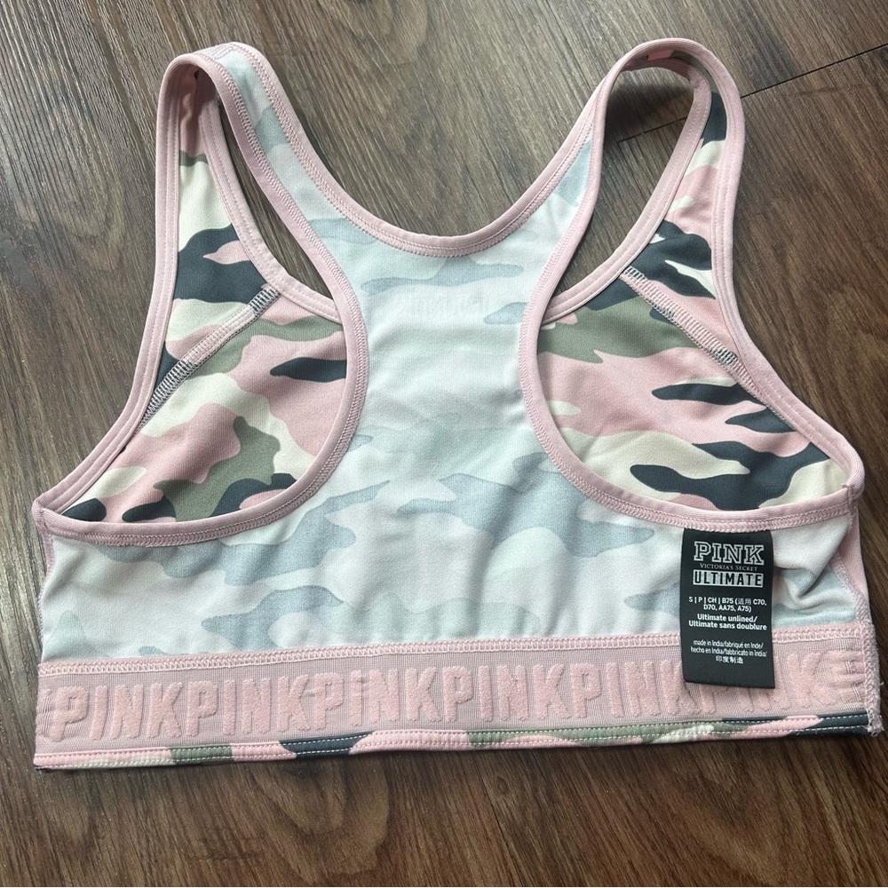 Victoria’s Secret PINK Camo Ultimate Unlined Sports Bra Medium Support Small S - Picture 5 of 10